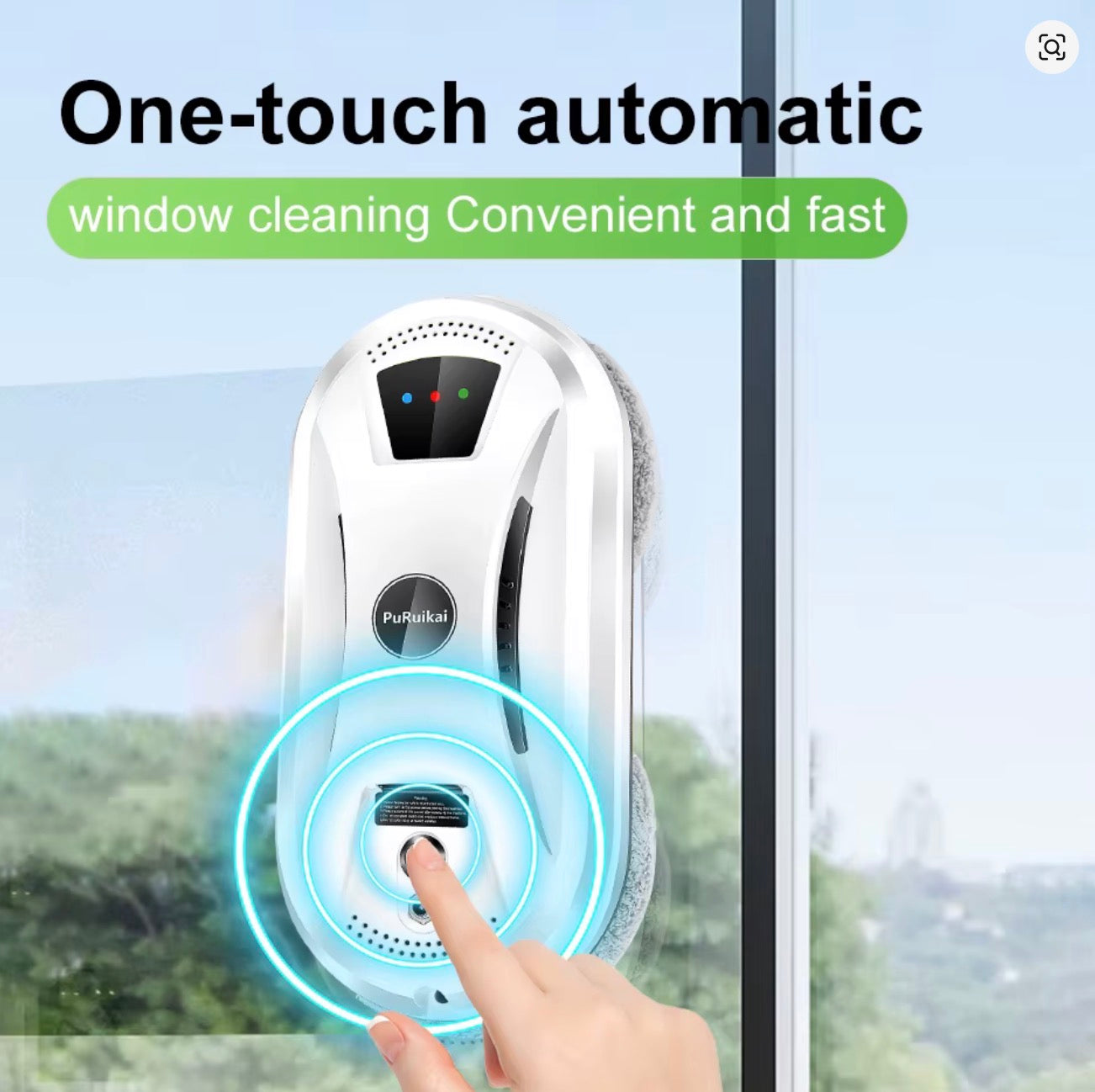 AI Window Cleaning Robot Smart Automatic Cleaner Streak-Free for Windows/Tiles/Glass Doors Self-Cleaning Ultra Quiet