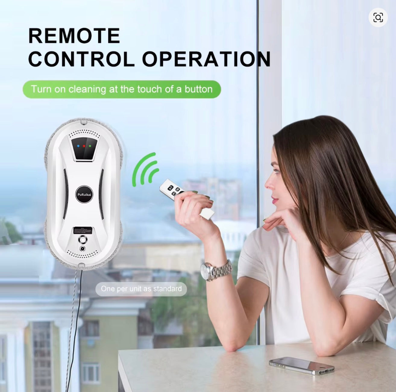 AI Window Cleaning Robot Smart Automatic Cleaner Streak-Free for Windows/Tiles/Glass Doors Self-Cleaning Ultra Quiet